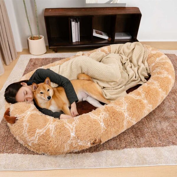 Classic Fluffy Super Large Donut Human Dog Bed - Cuddle Cradle - Image 4