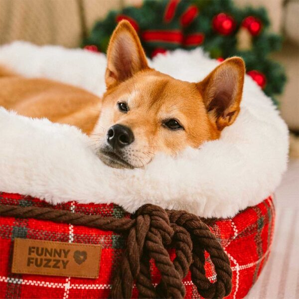 Classic Jacquard Plush Donut Dog Bed - Snuggle Den - Image 3