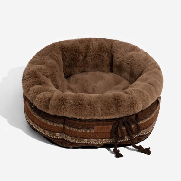 Classic Jacquard Plush Donut Dog Bed - Snuggle Den - Image 12