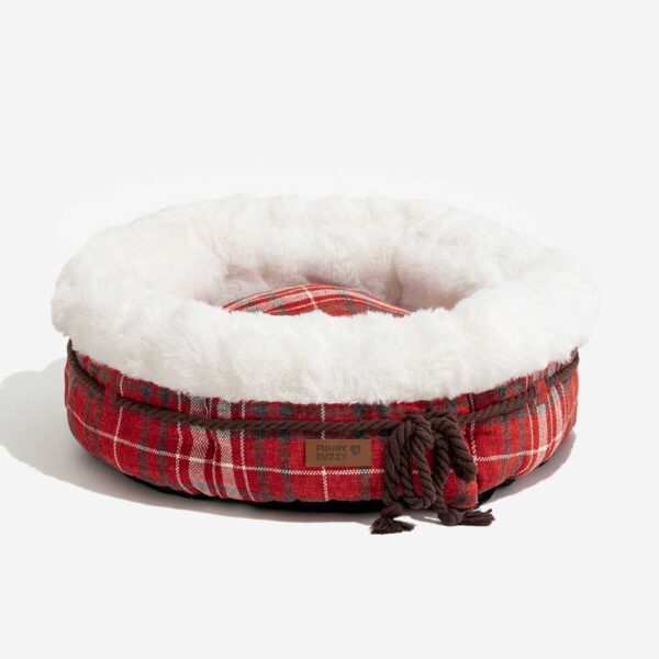 Classic Jacquard Plush Donut Dog Bed - Snuggle Den - Image 10