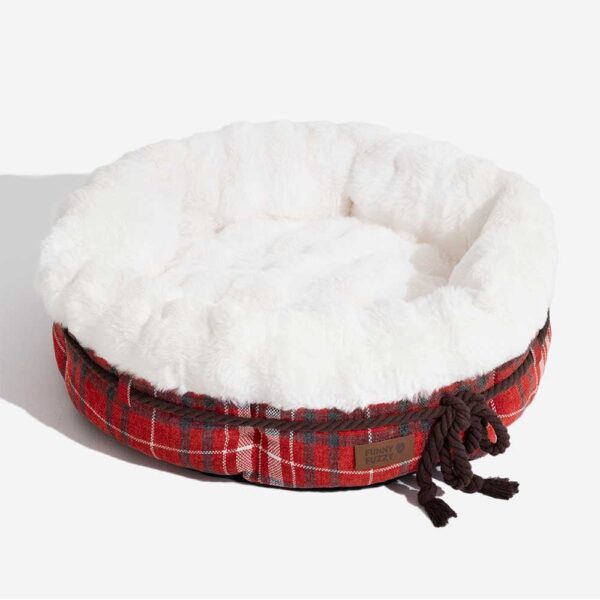 Classic Jacquard Plush Donut Dog Bed - Snuggle Den - Image 11