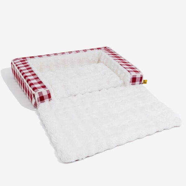 Classic Plaid Ergonomic Calming Dog Bed - Expandable＆Washable - Image 12