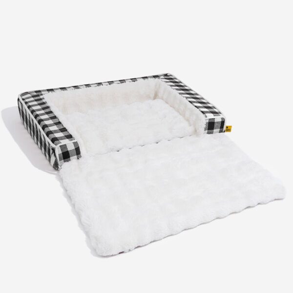 Classic Plaid Ergonomic Calming Dog Bed - Expandable＆Washable - Image 16