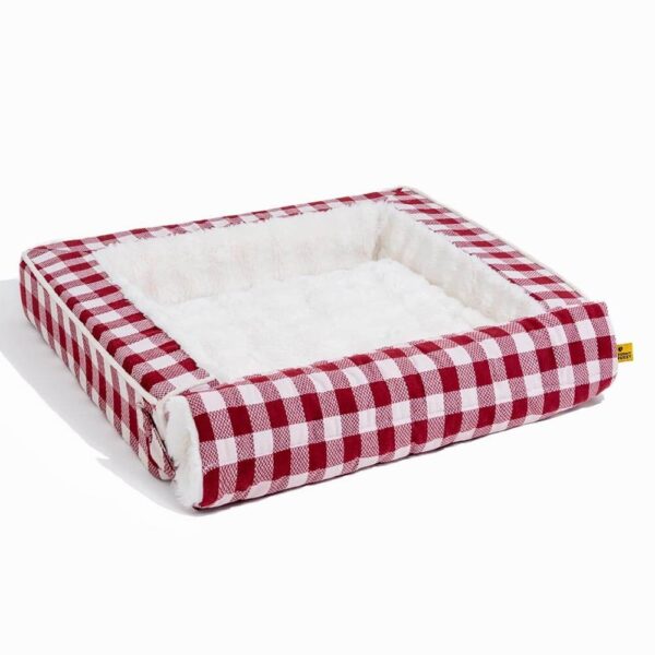 Classic Plaid Ergonomic Calming Dog Bed - Expandable＆Washable - Image 13