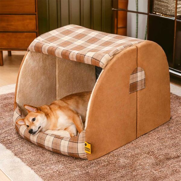 Classical Plaid House Orthopedic Dog Bed - Warm Retreat - Image 3