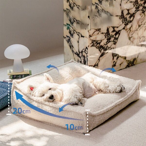 Curved Support Orthopedic Teddy Fabric Waterproof Dog & Cat Bed - Image 2