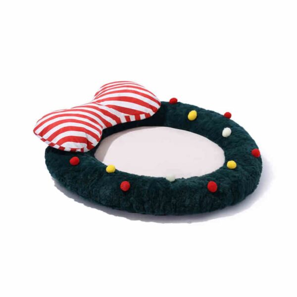 Christmas Bow Wreath Cozy Decor Support Pillow Dog & Cat Bed - Image 13