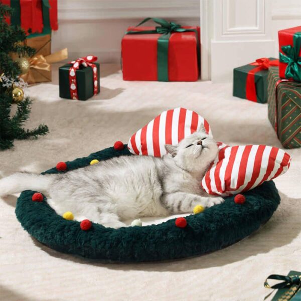 Christmas Bow Wreath Cozy Decor Support Pillow Dog & Cat Bed - Image 7