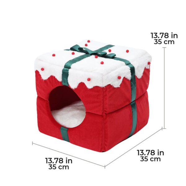 Christmas Gift Box Warm Sleeping Semi-Enclosed Cave Dog & Cat Bed - Image 9