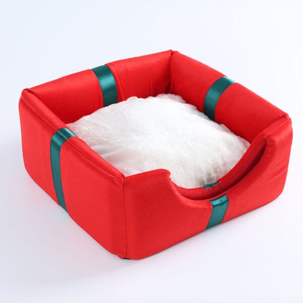 Christmas Gift Box Warm Sleeping Semi-Enclosed Cave Dog & Cat Bed - Image 7